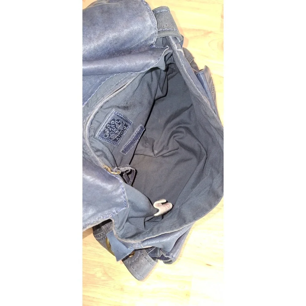 VTG Lucky Brand Y2K Dark Blue Lamb's Leather Hobo Boho Hippie Purse EUC